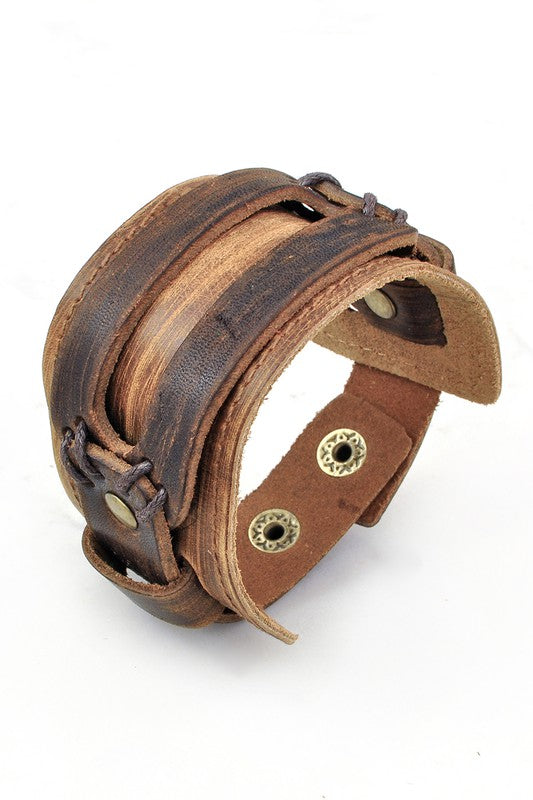 Wide Leather Cuff Bracelet