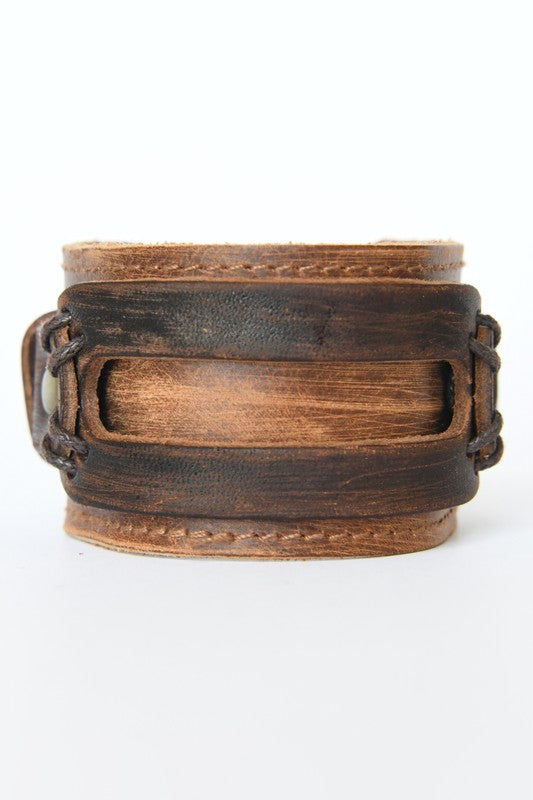 Wide Leather Cuff Bracelet