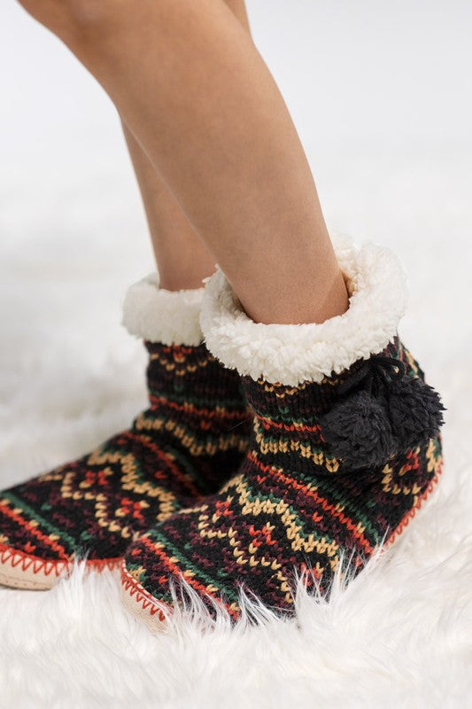 Pom Pom Slipper Booties - Colorado