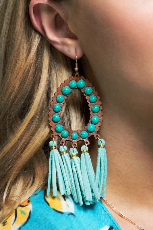 Turquoise Tassel Earrings