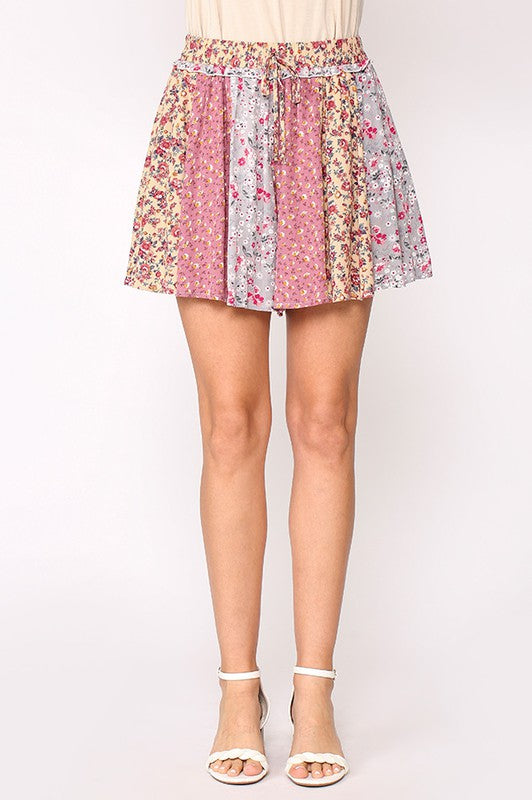 Floral Print Flared Shorts