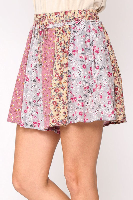 Floral Print Flared Shorts