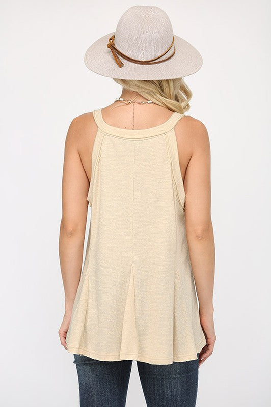 Knit Trapeze Tank Top - Sand