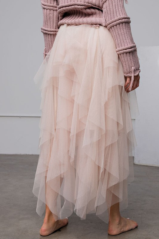 Fairy Mesh Maxi Ballerina Skirt - Nude