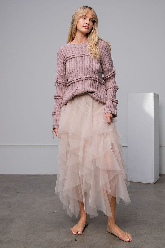 Fairy Mesh Maxi Ballerina Skirt - Nude