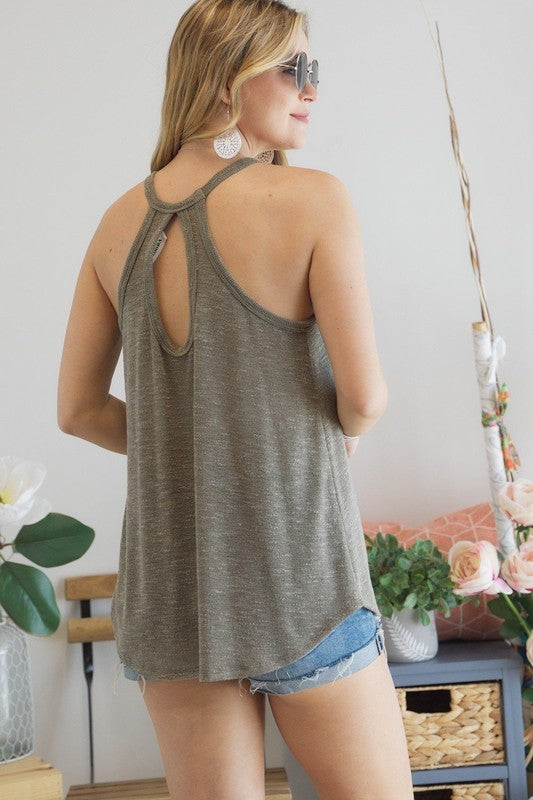 Open Back Sleeveless Top - Olive